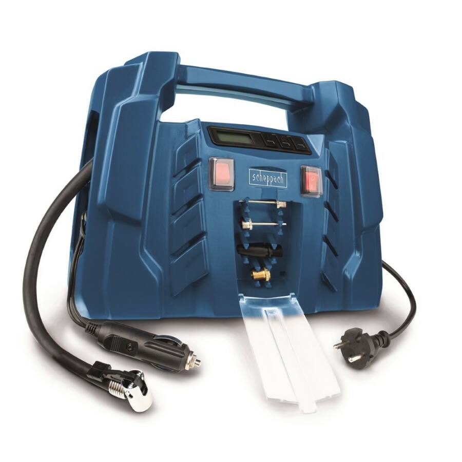 Scheppach Air Force 5 olajmentes táskakompresszor, 8 bar, 230V/12V